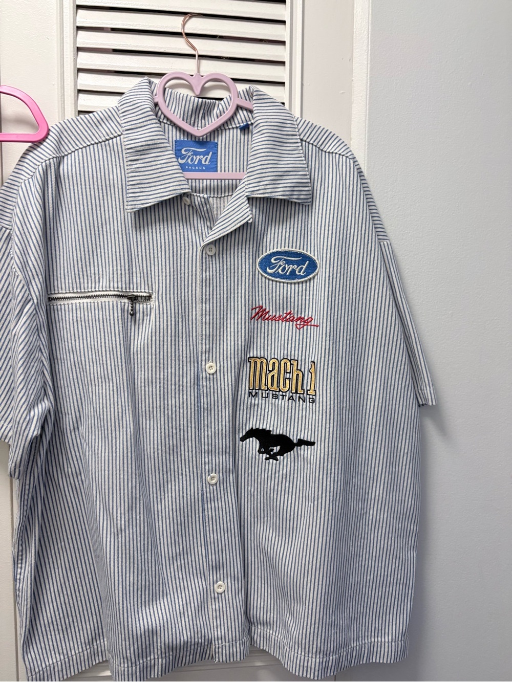 PacSun Ford Blue and White Striped Button-Down Shirt